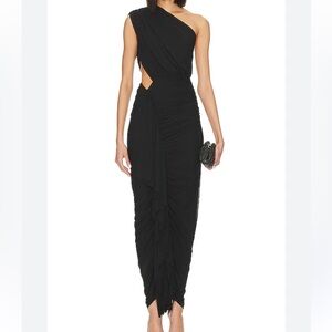 Superdown NWT Juliet One-Shoulder Black Ruched Evening Dress size XS